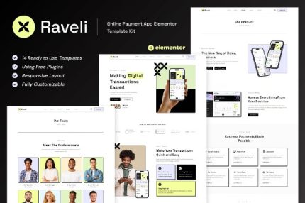 Raveli - Online Payment App Elementor Template Kits