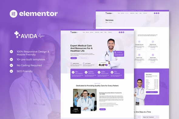 Avida 1.0 – Health & Medical Elementor Template Kit