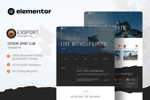 Exsport  – Extreme Sport Club Elementor Template Kits
