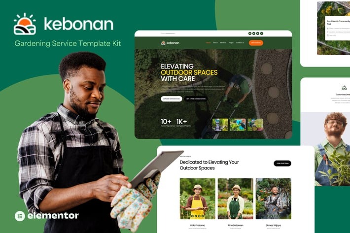 Kebonan 1.0 – Landscape & Gardening Service Elementor Template Kit