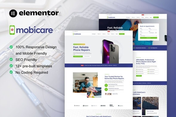 MobiCare 1.0 – Mobile Phone & Computer Repair Elementor Pro Template Kit