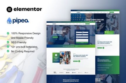 Pipeo - Plumbing Service Elementor Pro Template Kits