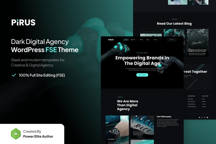 Pirus 1.0.2 – Dark Digital Agency FSE WordPress Theme