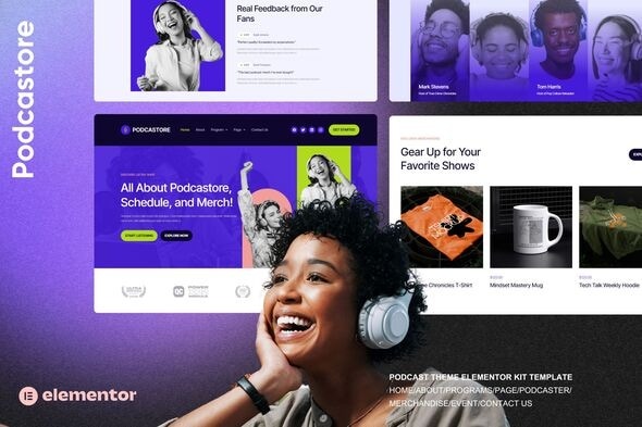Podcastore  – Podcast & Merch Store Elementor Kit