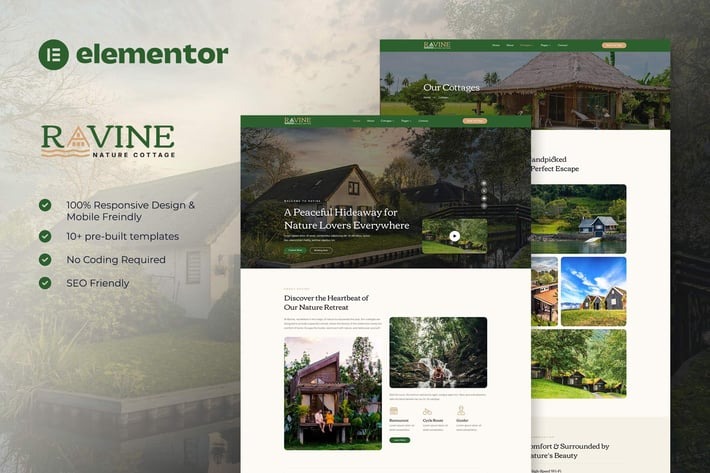 Ravine 1.0 – Nature Cottage Elementor Template Kit
