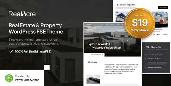 RealAcre 1.0.1 – Real Estate & Property Full Site Editing WordPress Theme