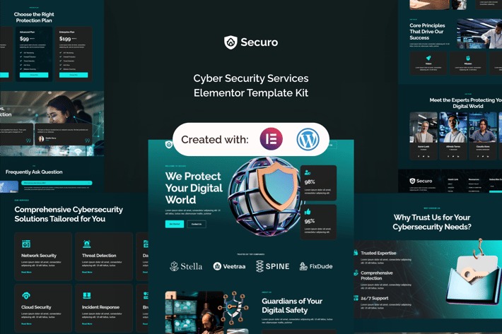 Securo 1.0 – Cyber Security Services Elementor Template Kit