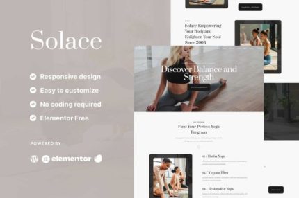 Solace - Yoga Teacher & Studio Elementor Template Kits