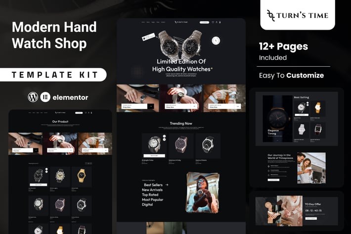 Turnstime 1.0.0 – Modern Hand Watch Shop eCommerce Elementor Pro Template Kit