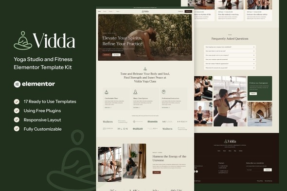 Vidda  – Yoga Studio & Fitness Elementor Template Kits