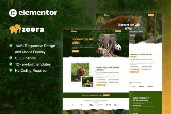 Zoora  – Safari & Zoo Elementor Pro Template Kits