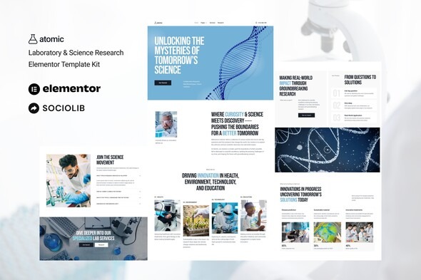 Atomic  – Laboratory & Science Research Elementor Template Kits