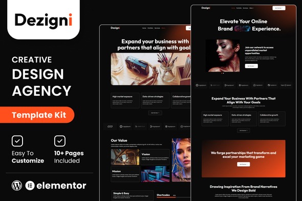 Dezigni  – Creative Design Agency & Portfolio Elementor Template Kits
