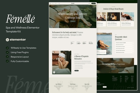 Femelle 1.0 – Spa & Wellness Elementor Template Kit