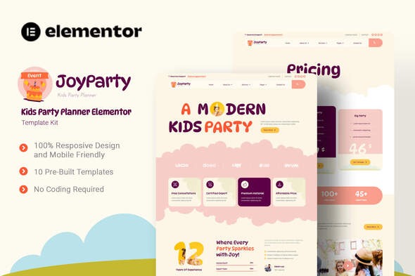 JoyParty  – Kids Party Planner Elementor Template Kits