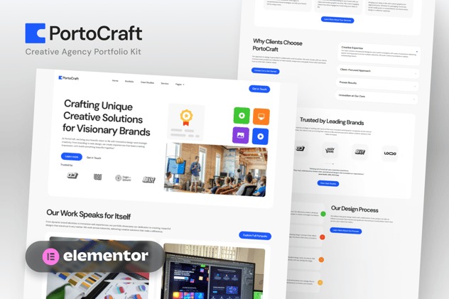 PortoCraft  – Creative Agency Portfolio Elementor Template Kit