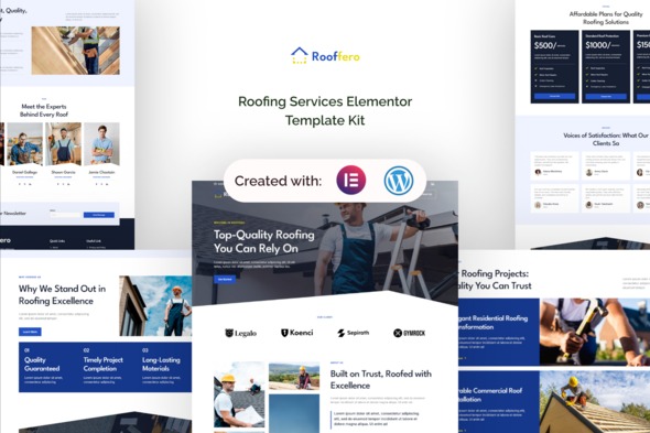 Rooffero 1.0 – Roofing Services Elementor Template Kit
