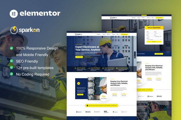 Sparkon 1.0 – Electrical Installation & Maintenance Service Elementor Pro Template Kit