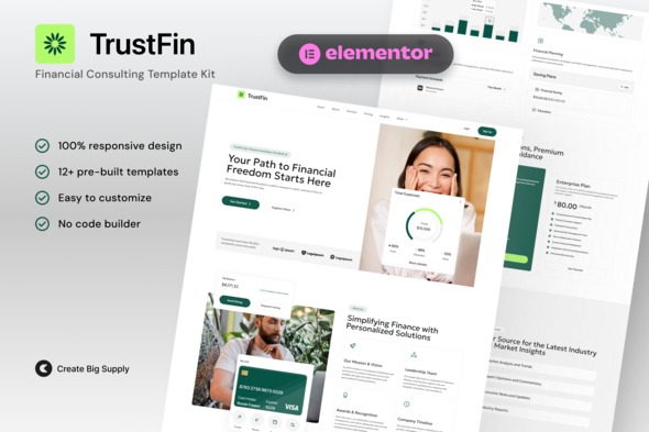 TrustFin  – Financial Consulting Elementor Template Kits