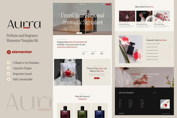 Aurra 1.0 – Perfume and Fragrance Elementor Template Kit