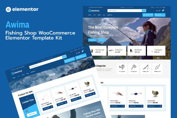 Awima  – Fishing Shop & Store WooCommerce Elementor Pro Template Kit