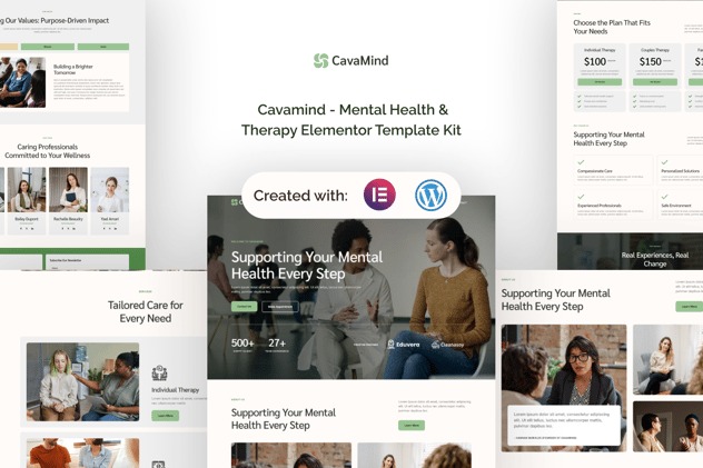 Cavamind 1.0 – Mental Health & Therapy Elementor Template Kit
