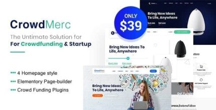 Crowdmerc - Crowdfunding Startup Fundraising WordPress Theme