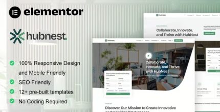 Hubnest - Coworking Space & Virtual Office Elementor Pro Template Kit