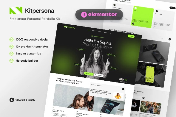 KitPersona  – Freelancer Personal Portfolio Elementor Template Kit