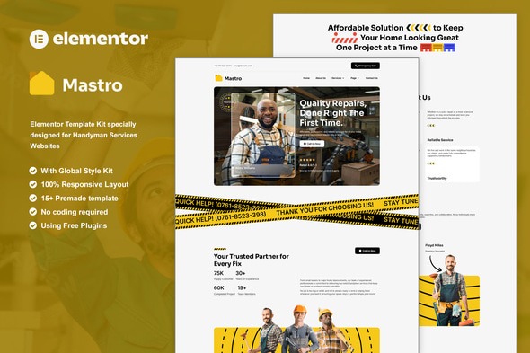 Mastro 1.0 – Handyman Services Elementor Template Kit