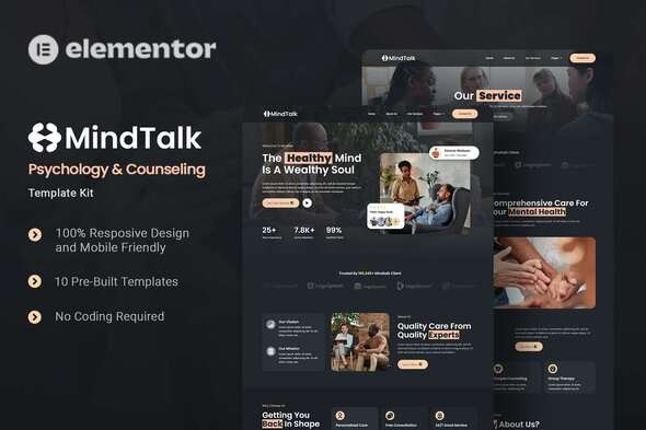 MindTalk 1.0 – Psychology & Counseling Elementor Template Kit