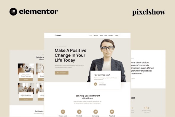 Psycoach  – Life Coach & Psychologist Elementor Pro Full Site Kit