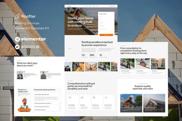 Roofter  – Roofing Services Elementor Template Kits