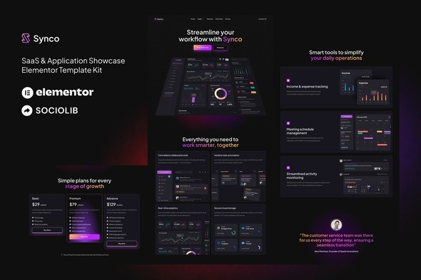 Synco  – SaaS & Software Showcase Elementor Template Kit