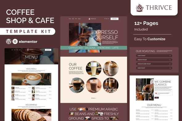Thrivce  – Coffee Shop & Cafe Elementor Template Kits