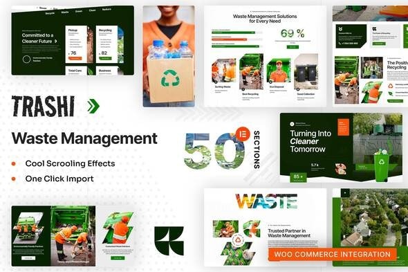Trashi 1.0 – Waste Management & Recycling Elementor Pro Template Kit