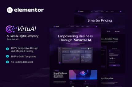 VirtuAI - AI Saas & Digital Company Elementor Template Kits