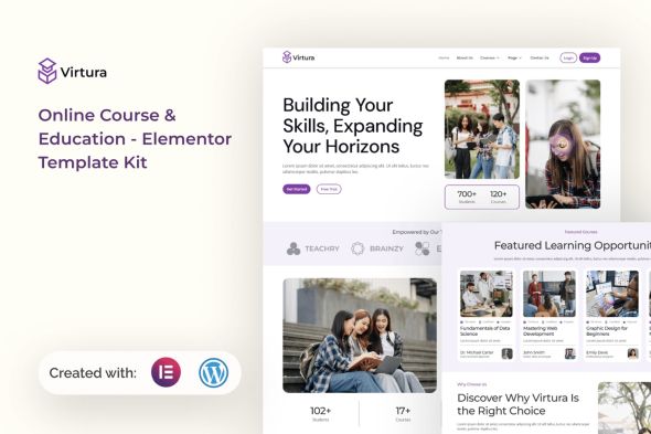 Virtura  – Online Course & Education Elementor Template Kits