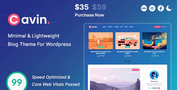Cavin 1.9 – Minimal & Lightweight WordPress Blog Theme
