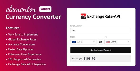 Currency Converter Widget for Elementor 1.3.0