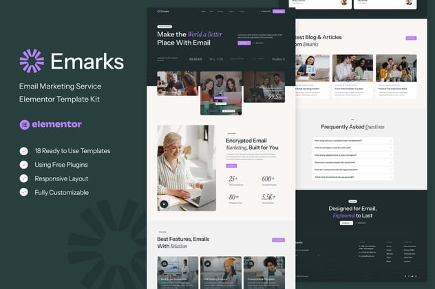 Emarks 1.0 – Email Marketing Service Elementor Template Kit