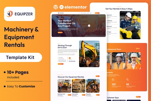 Equipzer 1.0 – Machinery & Equipment Rentals Elementor Template Kit