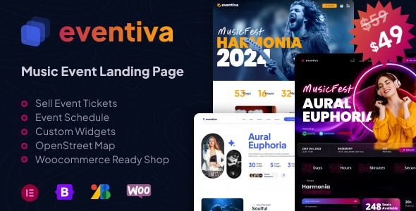 Eventiva 1.1.2 – Music & Bands Events Landing Page WordPress Theme