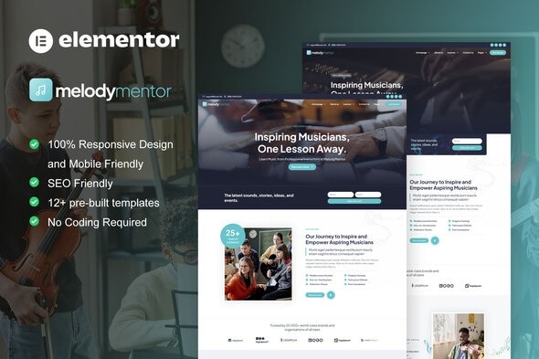 MelodyMentor 1.0 – Music School & Courses Elementor Template Kit