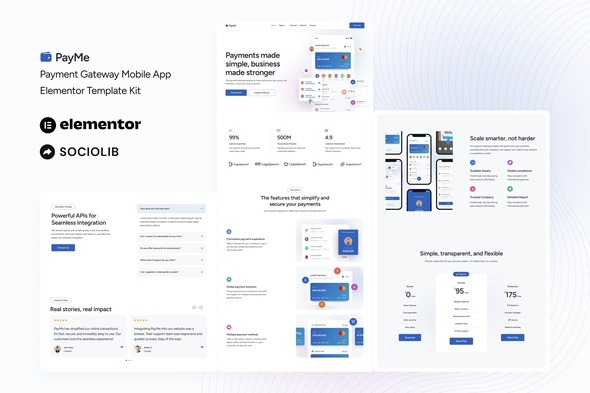 PayMe 1.0 – Payment Gateway Mobile App Elementor Template Kit