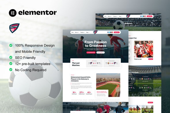 Playyon 1.0.0 – Football Team & Sports Academy Elementor Pro Template Kit