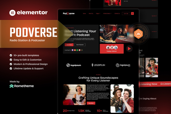 Podverse 1.0.0 – Radio Station & Podcaster Elementor Template Kit