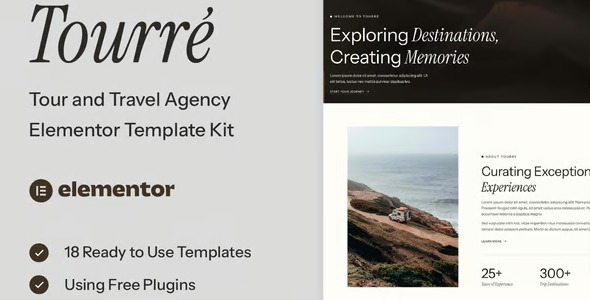 Tourre 1.0 – Travel & Tour Agency Elementor Template Kit