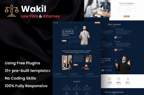 Wakil 1.0 – Attorney Law Firm & Legal Services Elementor Template Kit