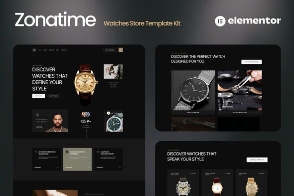 Zonatime 1.0 – Dark Theme Watch Store Elementor Template Kit